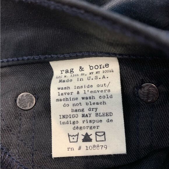 rag & bone Legging Zipper Jeans Navy Seal Size 26 - Picture 10 of 10